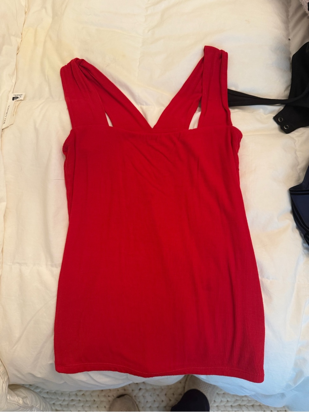 Bright Red Ribbed Tank